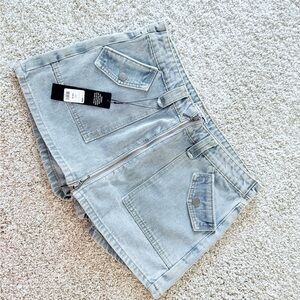 Trendy Light Blue Denim Skort
